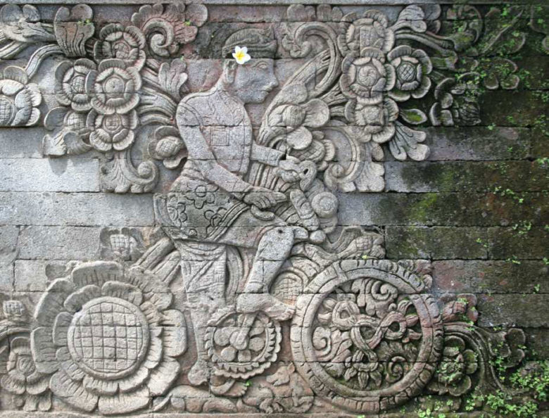 Cyclist carving at Indonesia Temple
