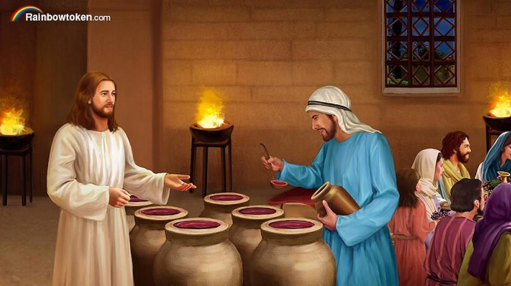 Jesus turning water into wine, intuguide